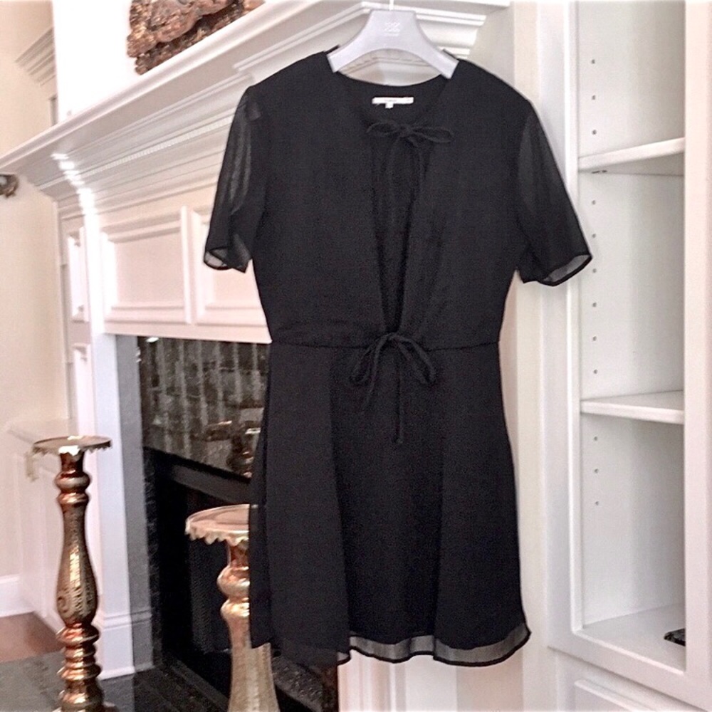 Tularosa Chiffon Mini Black Keyhole Dress with ties sz.S